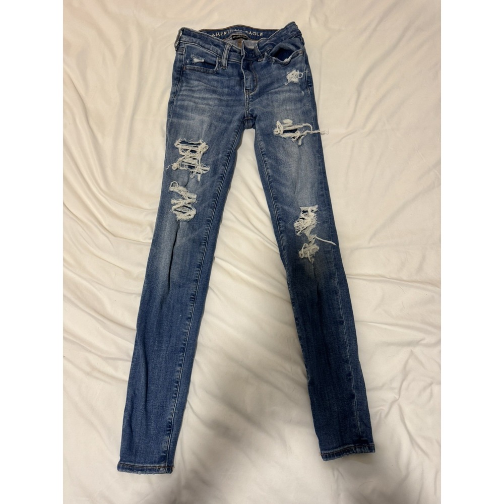 American Eagle Outfitters Womens Jegging Distressed Blue Size 000